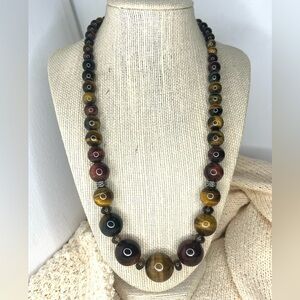 Studio Barse 19” Graduated Multicolored Tiger’s Eye Bead Necklace 925
